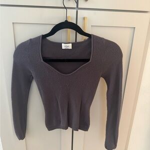 Aritzia Wilfred Grey Knit Top